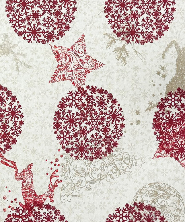 Jacquard Tischdecke beschichtete Baumwolle Fleckenschutz SNOW FLAKE Rentier Schneeflocken Weihnachten eckig rund oval
