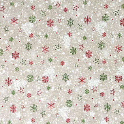 Tischdecke beschichtete Baumwolle Weihnachten Sterne Schneeflocken