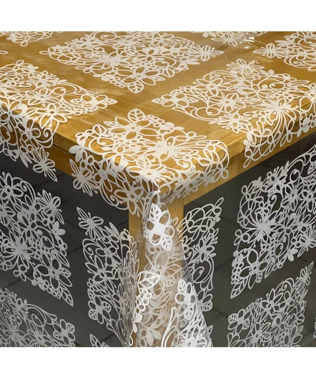 Tischdecke Tischfolie transparent glasklar TF31496 Fiore floral 0,15 mm 150 my Stärke