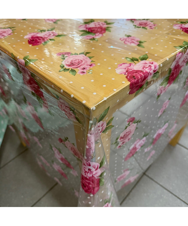 Tischdecke Tischfolie transparent glasklar TF35975 Rosen Punkte floral 0,15 mm 150 my Stärke