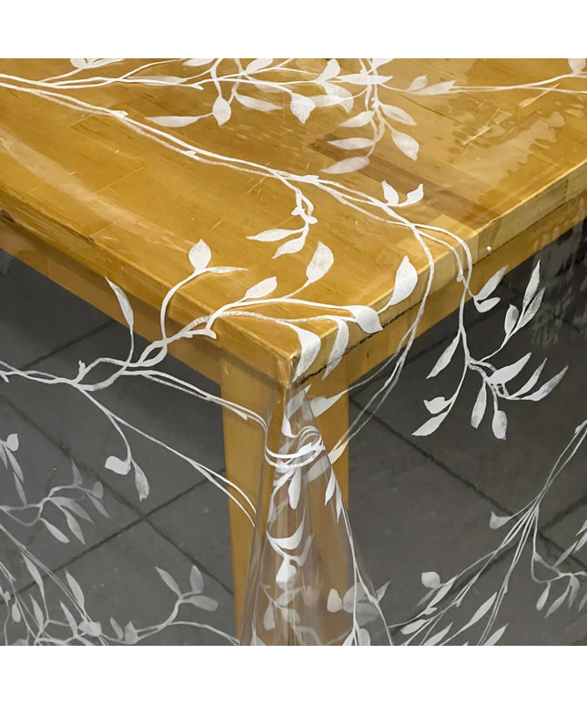 Tischdecke Tischfolie transparent glasklar TF36026 Blumen floral weiß 0,15 mm 150 my Stärke