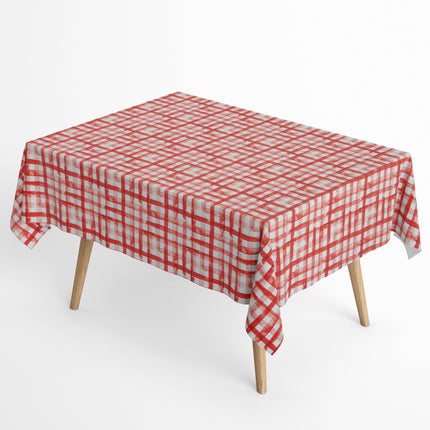 beschichtete Baumwoll Tischdecke kariert rot