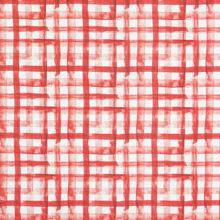 beschichtete Baumwoll Tischdecke kariert rot