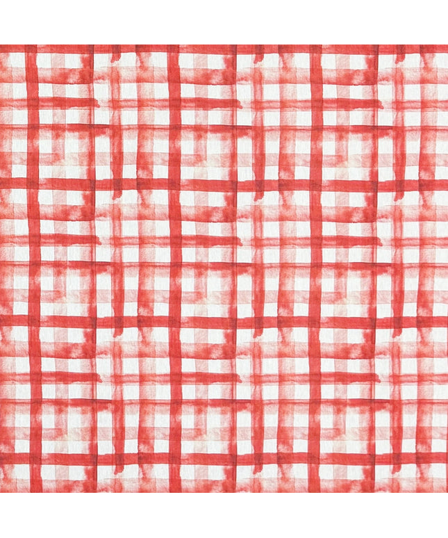 beschichtete Baumwoll Tischdecke kariert rot