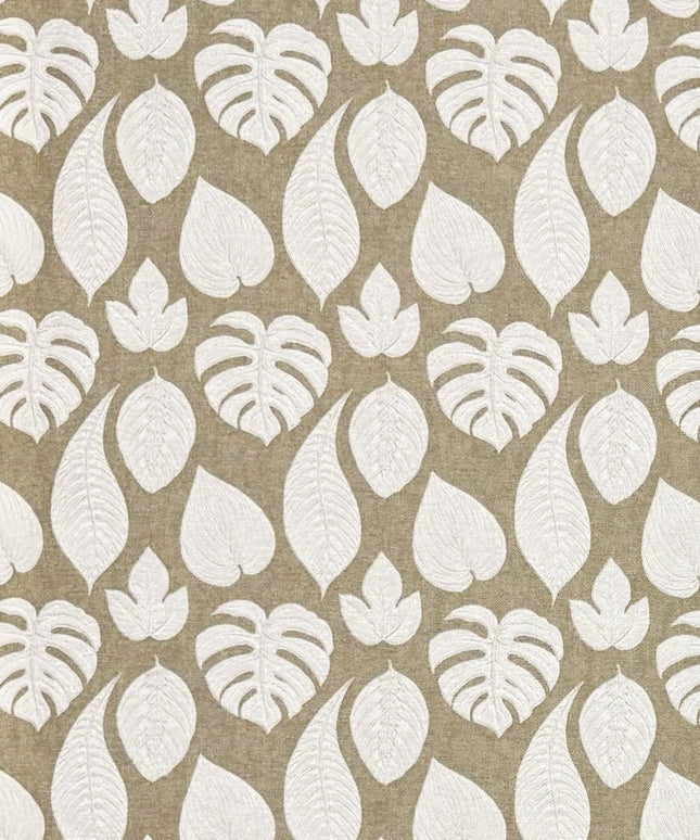 Jacquard Tischdecke beschichtete Baumwolle 160 cm Breite VELEZ Monstera Dschungel eckig rund oval