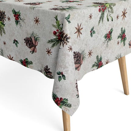 Jacquard Tischdecke beschichtete Baumwolle Weihnachten XMAS01 60465 eckig rund oval