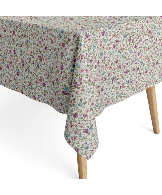 Jacquard Tischdecke aus beschichteter Baumwolle mit Fleckenschutz YILDA3 Blumenwiese eckig rund oval