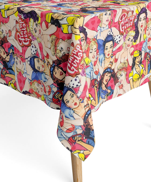 Jacquard Tischecke aus beschichteter Baumwolle retro Pinup