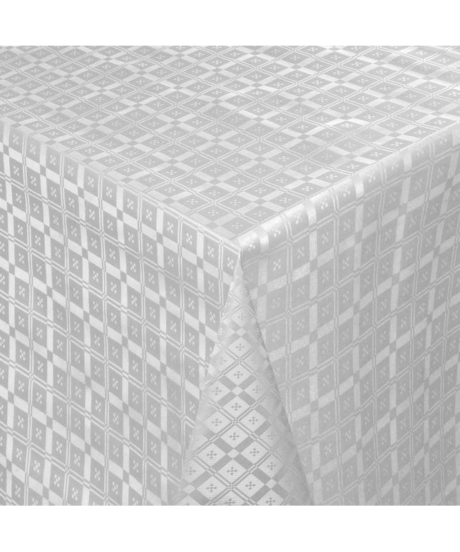 Wachstuch Tischdecke Damast geprägt 03011-11 silber grau Karo kariert eckig rund oval