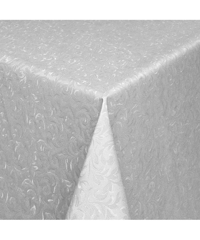 Wachstuch Tischdecke Damast geprägt 03032-11 silber grau floral Blumenranken eckig rund oval