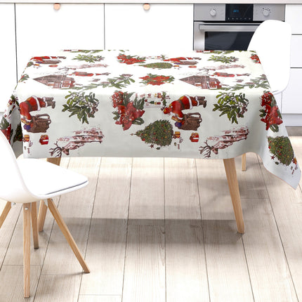 KEVKUS Wachstuch Tischdecke Weihnachten P984-1 Weihnachtsmann auf weiß eckig rund oval